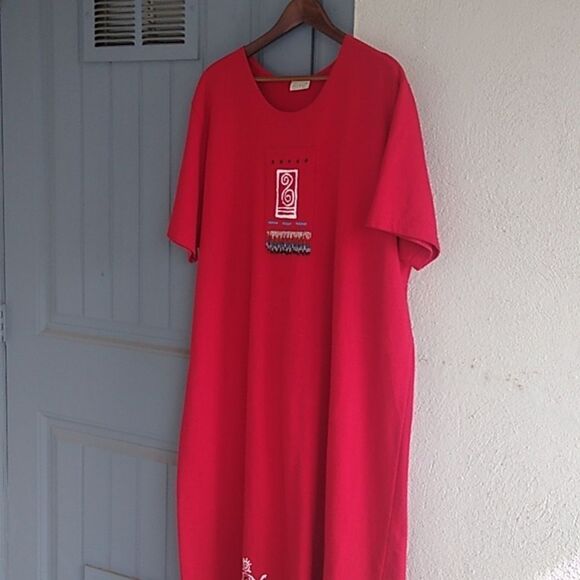 Cite Dresses & Skirts - Cite Red short sleeve Fringe beading Dress Southwestern Country core